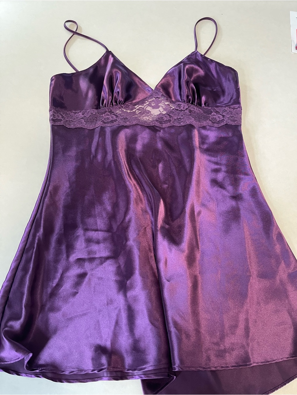 Purple Satin Lace Chemise Nightgown - Frederick of Hollywood Sz L